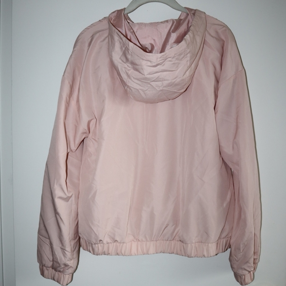 Forever21 satin track jacket with hoodie Pink sz S relax fit - Picture 10 of 14
